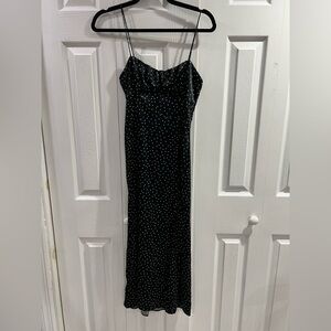 Zara Elegant Black Polka Dot Silky Dress